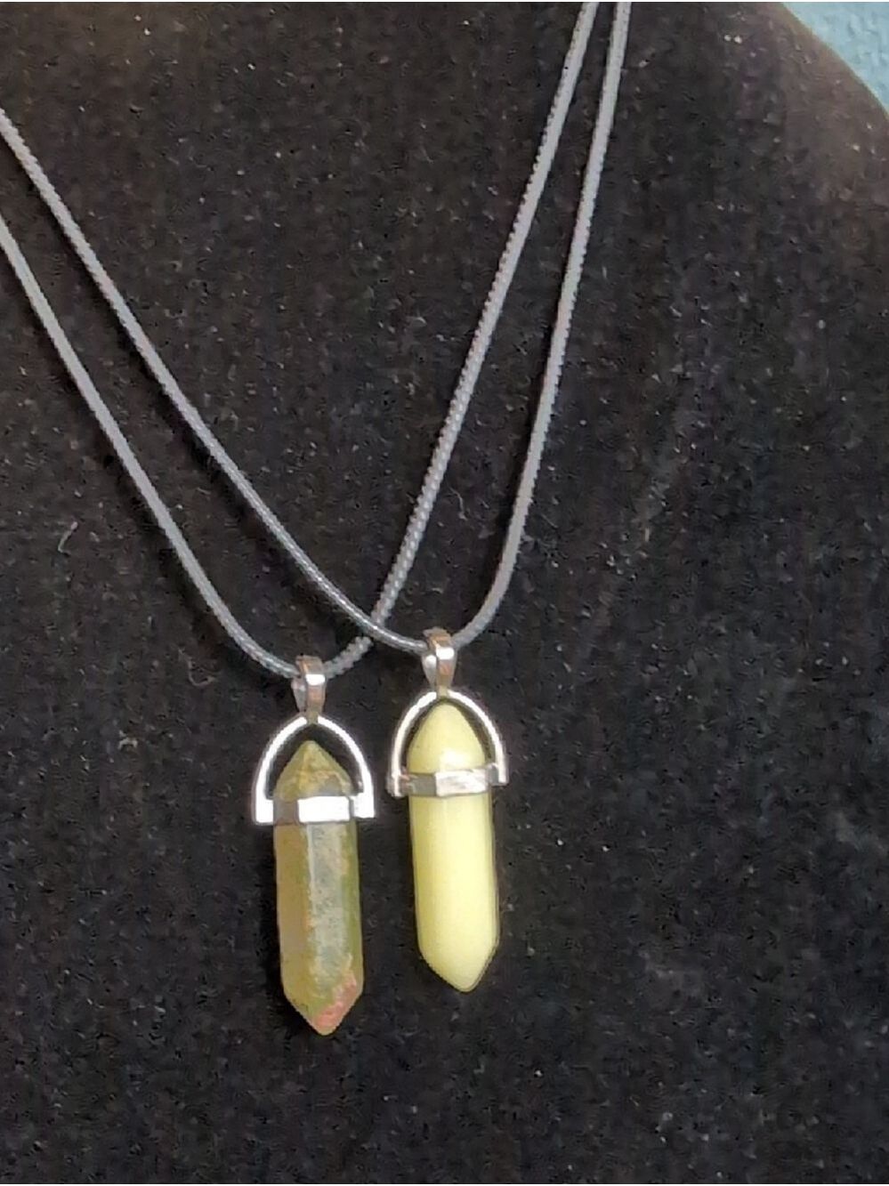 Double Stone Point Pendant Necklace Duo